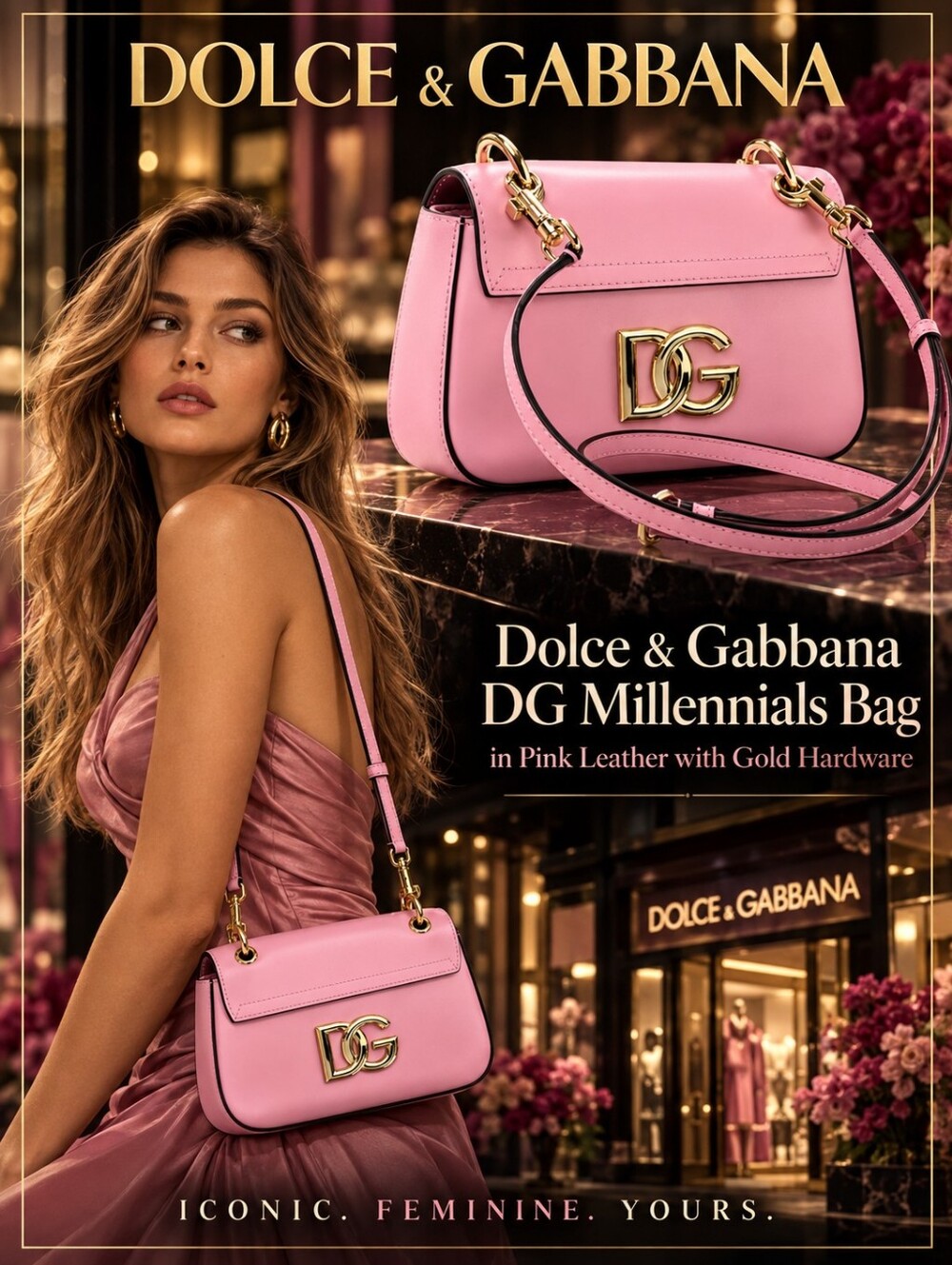 New 🔥! Dolce & Gabbana Pink Leather Crossbody Bag